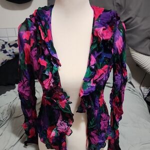 J. Crew Multicolor Ruffle Blouse